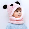 Cute Winter Baby Set – Plush Panda &amp; Rabbit Beanie with Neck Collar 🐼🐰❄️